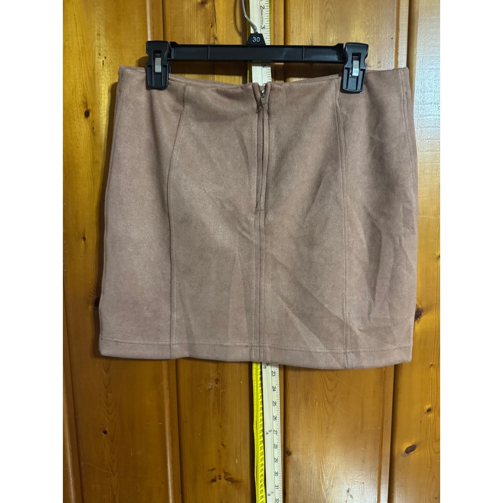 Shinestar Tan Faux Suede Mini Skirt Brown Size Large SS3645B